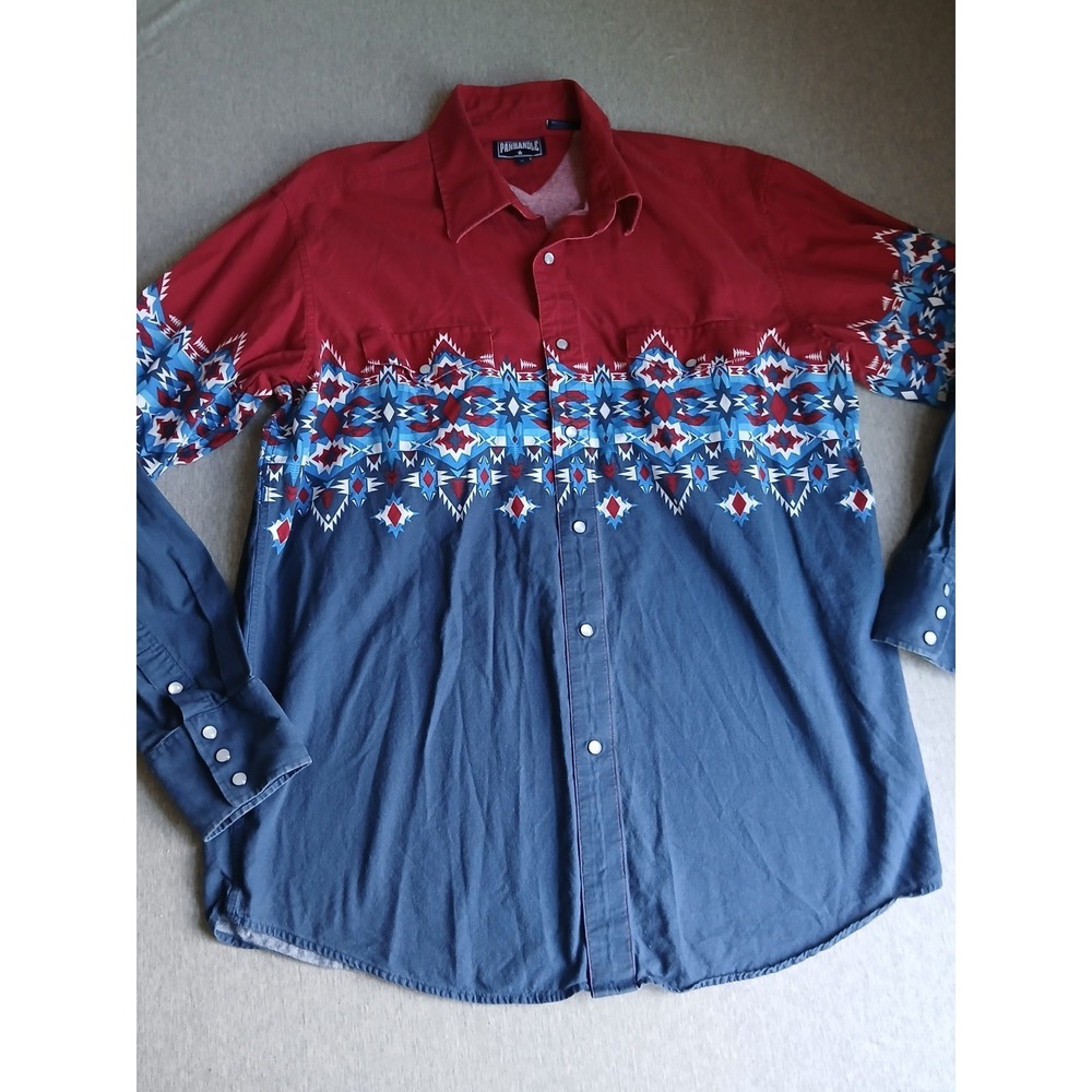 Panhandle Slim Shirt XL Aztec Pearl Snap Flap Pocket Western Country Cowboy